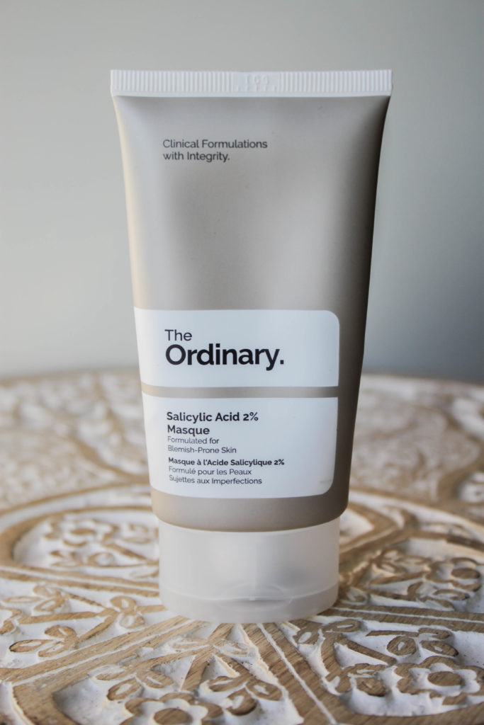 Le packaging du masque à l'acide salicylique de The ordinary